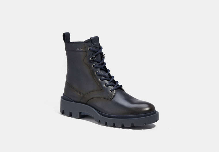 COACH®,CITYSOLE LACE UP BOOT,Leather,Midnight Navy,Front View