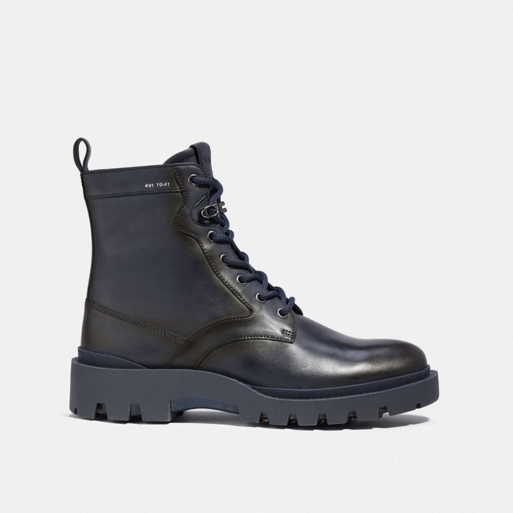 COACH®,CITYSOLE LACE UP BOOT,Midnight Navy,Angle View