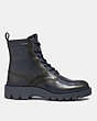 COACH®,CITYSOLE LACE UP BOOT,Leather,Midnight Navy,Angle View