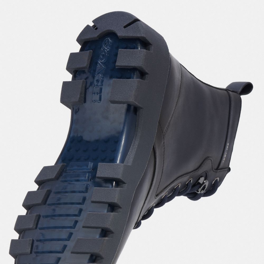 COACH®,Citysole Lace Up Boot,Lining Leather,Leather,Rubber,Combat,Pull Tab,Cushioned,Casual,Navy,Closer View