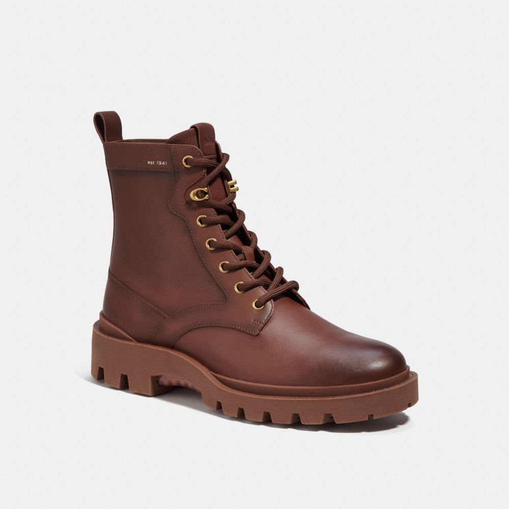COACH®,CITYSOLE LACE UP BOOT,Saddle,Front View image number 0