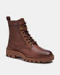COACH®,CITYSOLE LACE UP BOOT,Leather,Saddle,Front View
