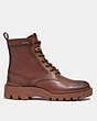 COACH®,CITYSOLE LACE UP BOOT,Leather,Saddle,Angle View
