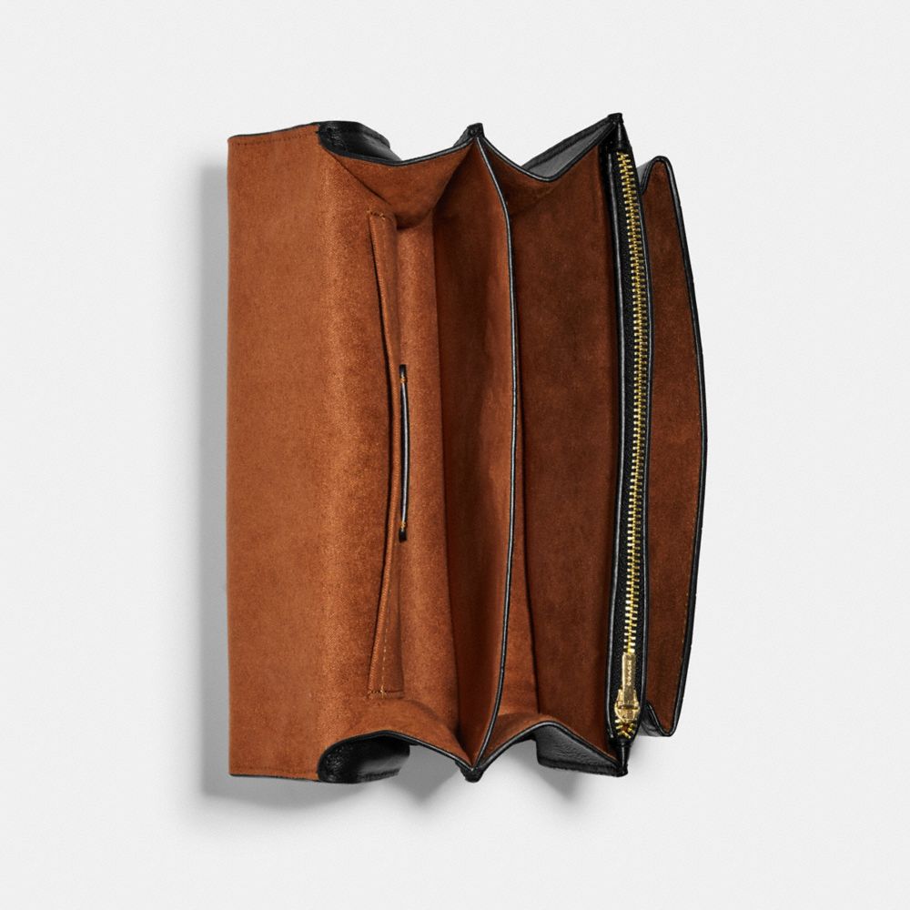 COACH®,KLARE CROSSBODY BAG,Novelty Leather,Medium,Gold/Black,Inside View,Top View