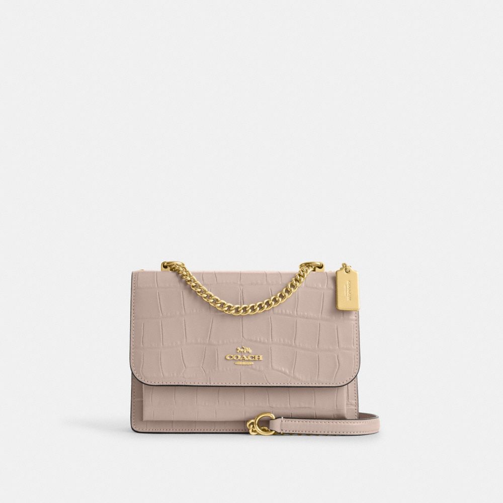 COACH®,KLARE CROSSBODY BAG,Novelty Leather,Medium,Gold/Grey Birch,Front View