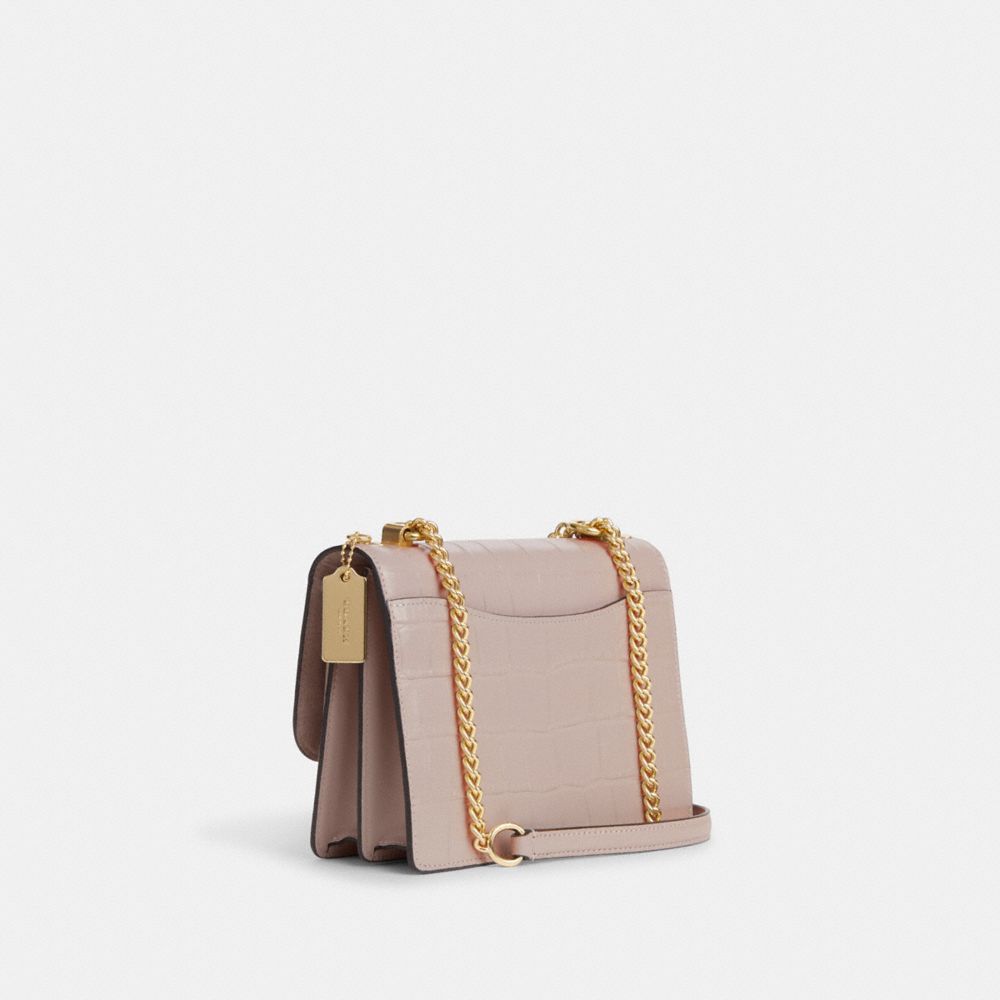 COACH®,KLARE CROSSBODY BAG,Novelty Leather,Medium,Gold/Grey Birch,Angle View