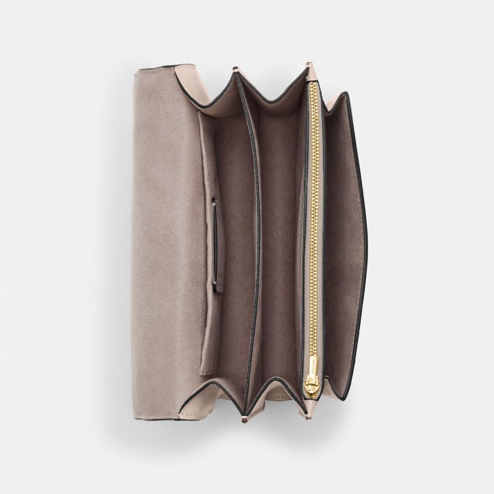 COACH®,KLARE CROSSBODY BAG,Novelty Leather,Medium,Gold/Grey Birch,Inside View,Top View