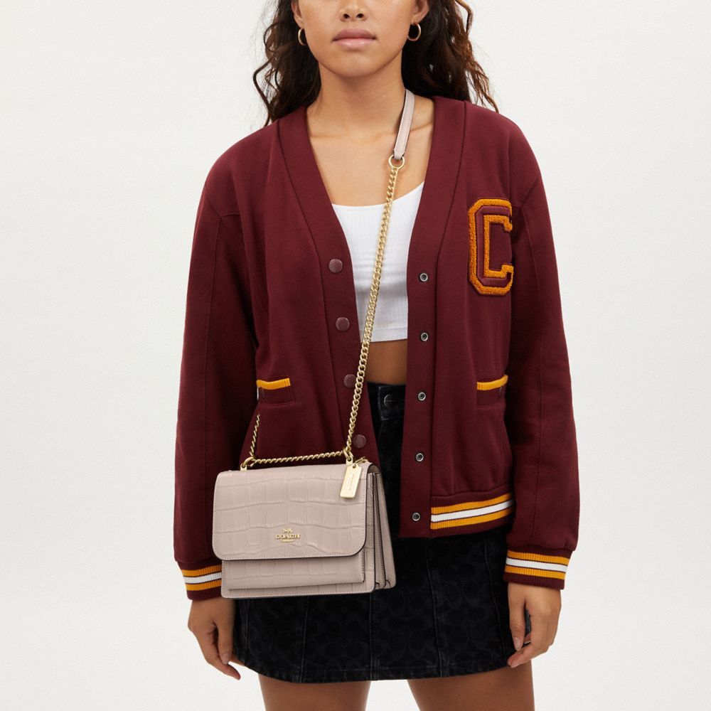 COACH®,Klare Crossbody Bag,Leather,Crossbody,Gusset,Gold Metal,Cocktail,Beige,Detail View