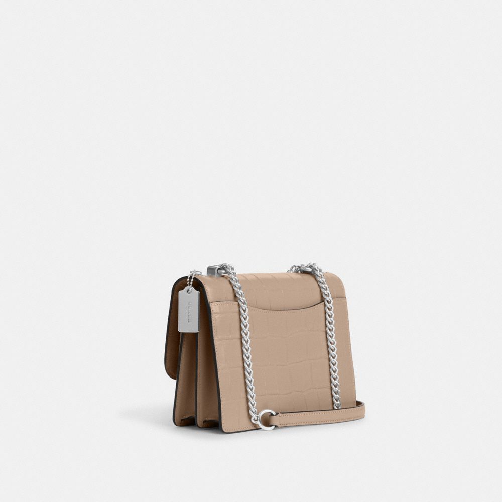 COACH®,Klare Crossbody Bag,Leather,Crossbody,Gusset,Gold Metal,Cocktail,Beige,Angle View