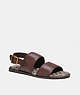COACH®,TWO STRAP SANDAL WITH SIGNATURE JACQUARD,Leather,Maple,Front View