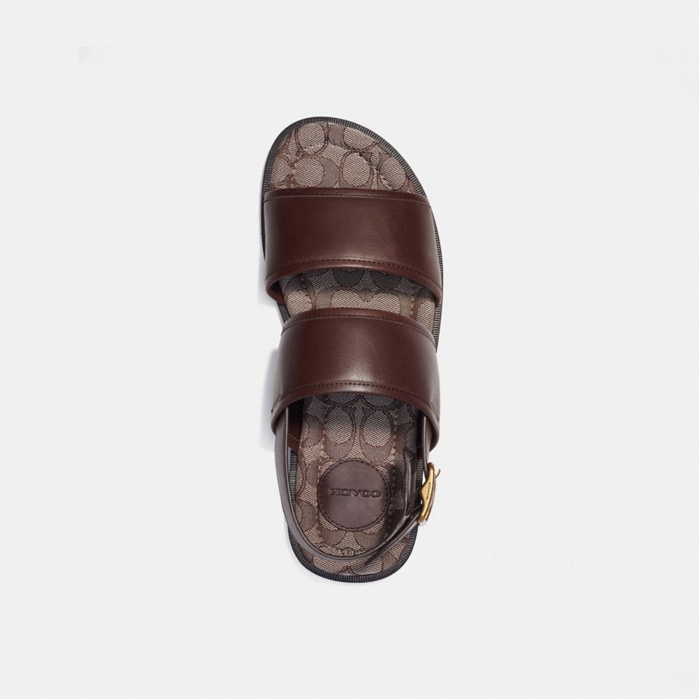 COACH®,TWO STRAP SANDAL WITH SIGNATURE JACQUARD,Leather,Maple,Inside View,Top View