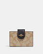 COACH®,ACCORDION CARD CASE IN BLOCKED SIGNATURE CANVAS,Mini,Im/Light Khaki/Brown Multi,Front View
