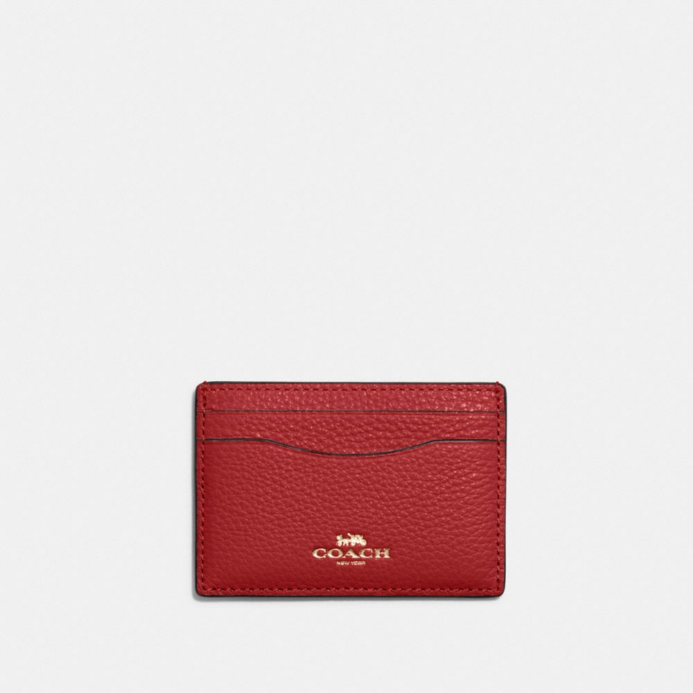 COACH®,CARD CASE,Gold/Red Apple,Front View
