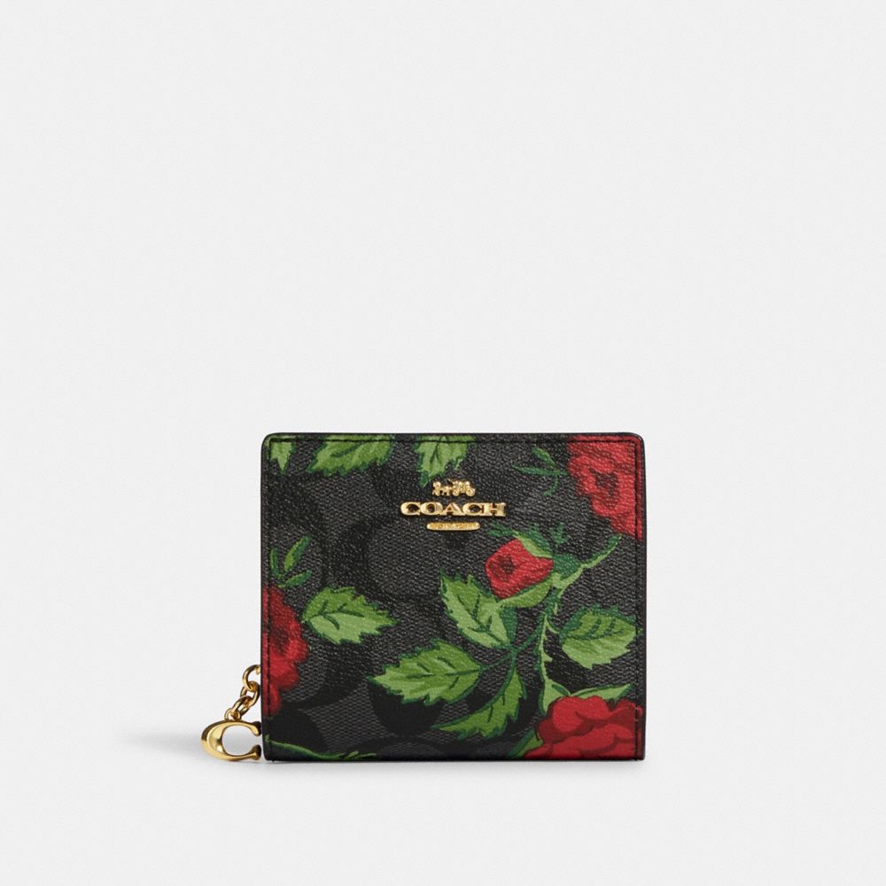 Snap Wallet In Signature Canvas With Fairytale Rose Print