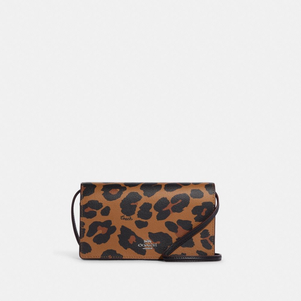 Silver Light Saddle Multi Anna Foldover Clutch Crossbody With Leopard Print And Signature Canvas