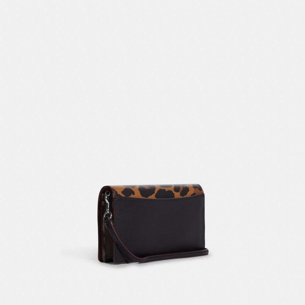 Abello Foldover Leopard Print Clutch Crossbody