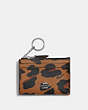 COACH®,MINI SKINNY ID CASE WITH LEOPARD PRINT,Leather,Silver/Light Saddle Multi,Front View