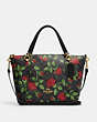 COACH®,KACEY SATCHEL IN SIGNATURE CANVAS WITH FAIRYTALE ROSE PRINT,Medium,Im/Graphite/Red Multi,Front View
