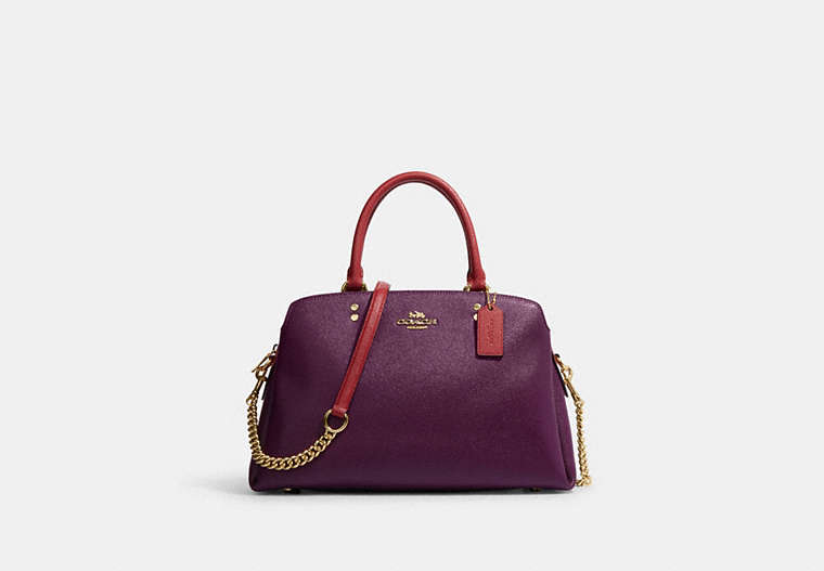 COACH®,LILLIE CARRYALL IN COLORBLOCK,Crossgrain Leather,Large,Im/Boysenberry Multi,Front View