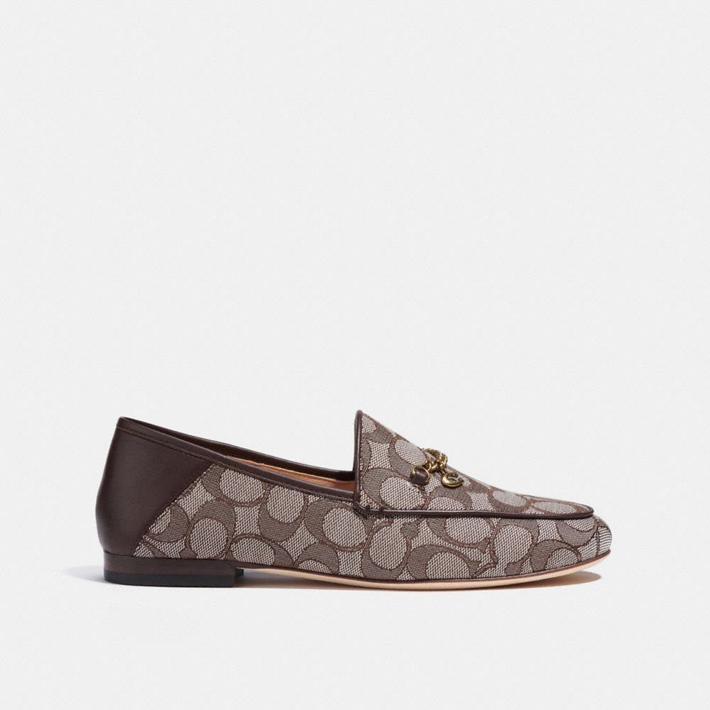 COACH®,HANNA LOAFER IN SIGNATURE JACQUARD,Oak/Maple,Angle View