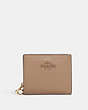 COACH®,SNAP WALLET,Refined Pebble Leather,Mini,Gold/Taupe,Front View