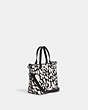 COACH®,MINI GALLERY CROSSBODY WITH SPOTTED ANIMAL PRINT,Printed Coated Canvas,Small,Silver/Black/Chalk Multi,Angle View
