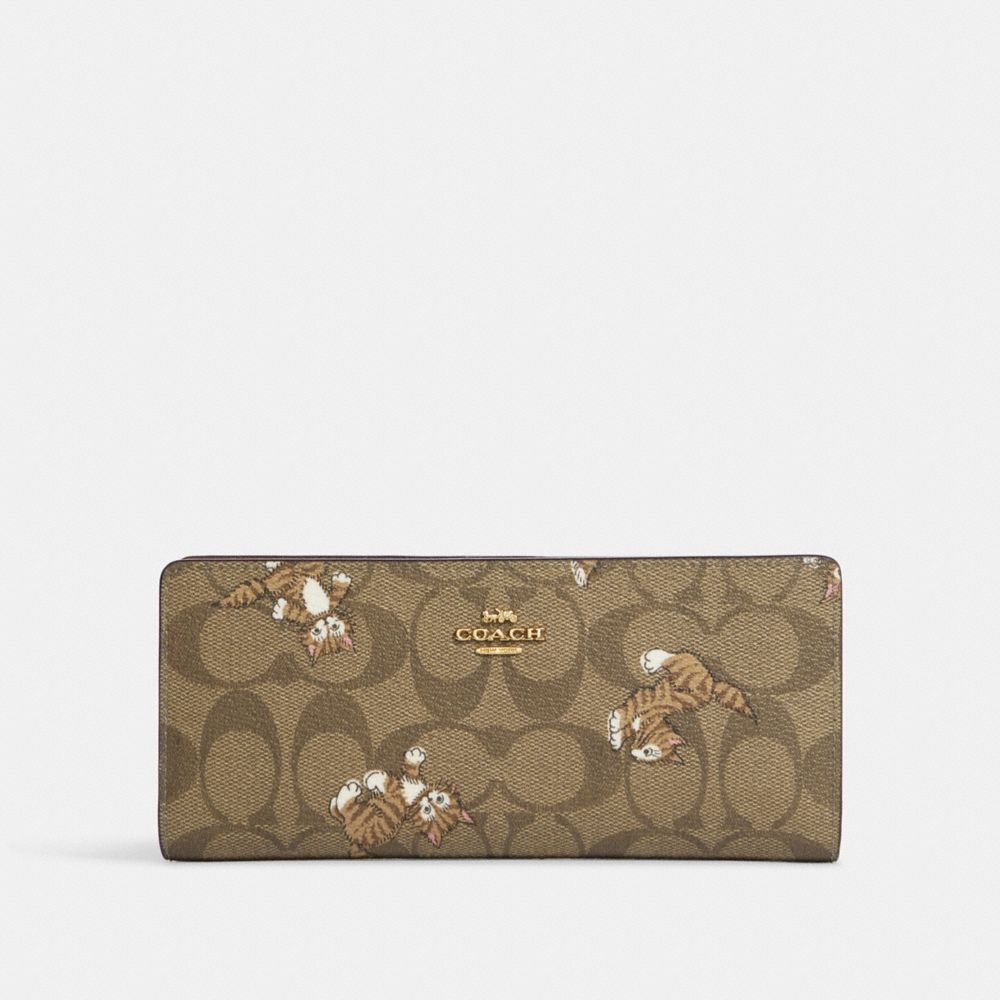 Coach Slim Zip Wallet In Signature Canvas