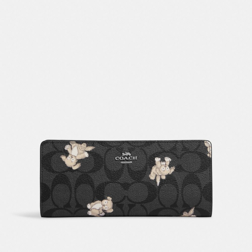 COACH®  Slim Wallet In Signature Canvas With Happy Dog Print