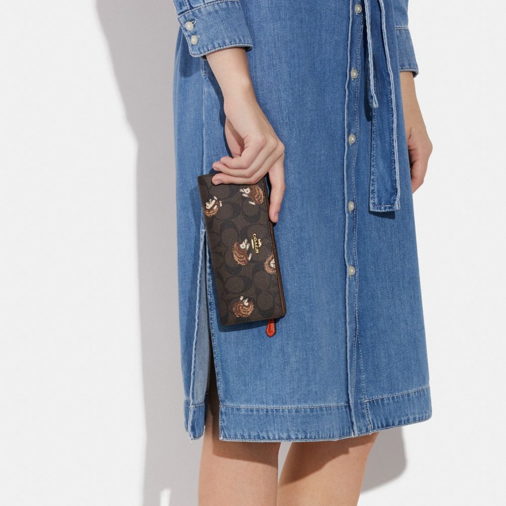 Slim Wallet In Signature Canvas With Hedgehog Print