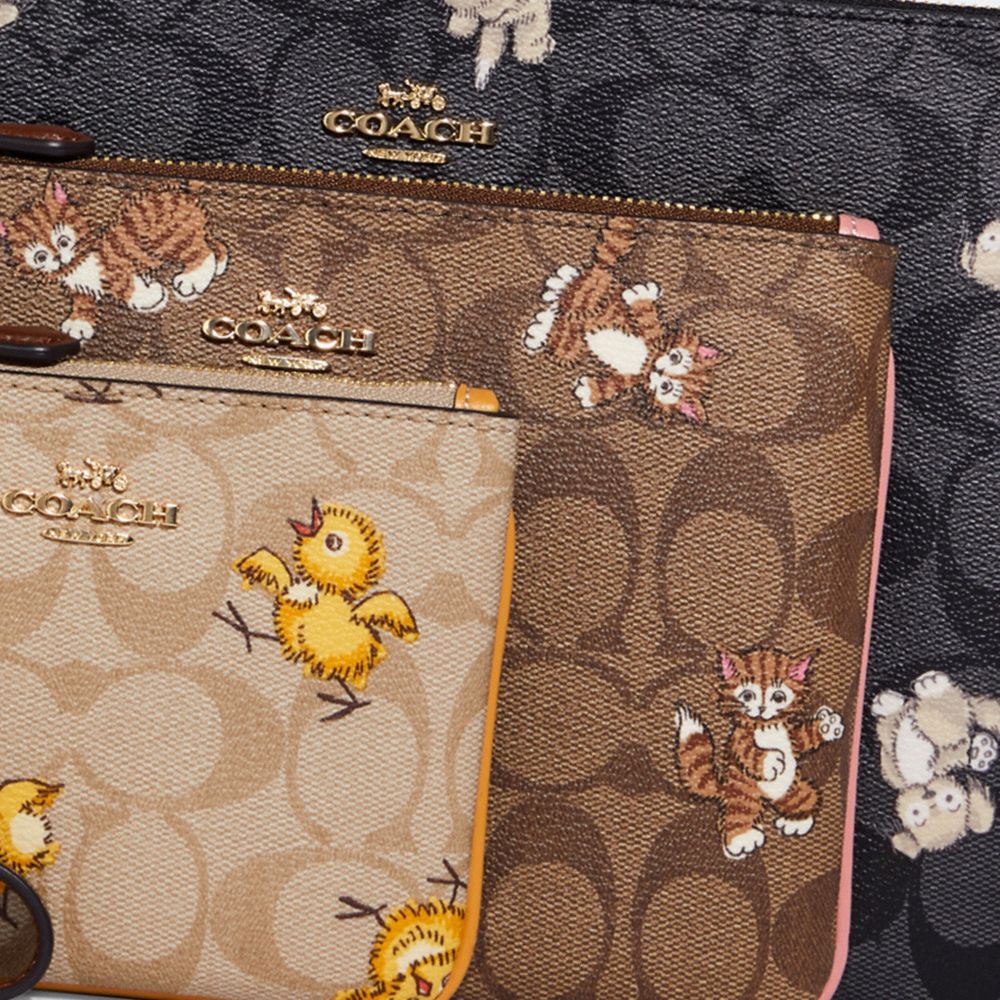 Trio de pochettes en toile signature avec imprimé Créature