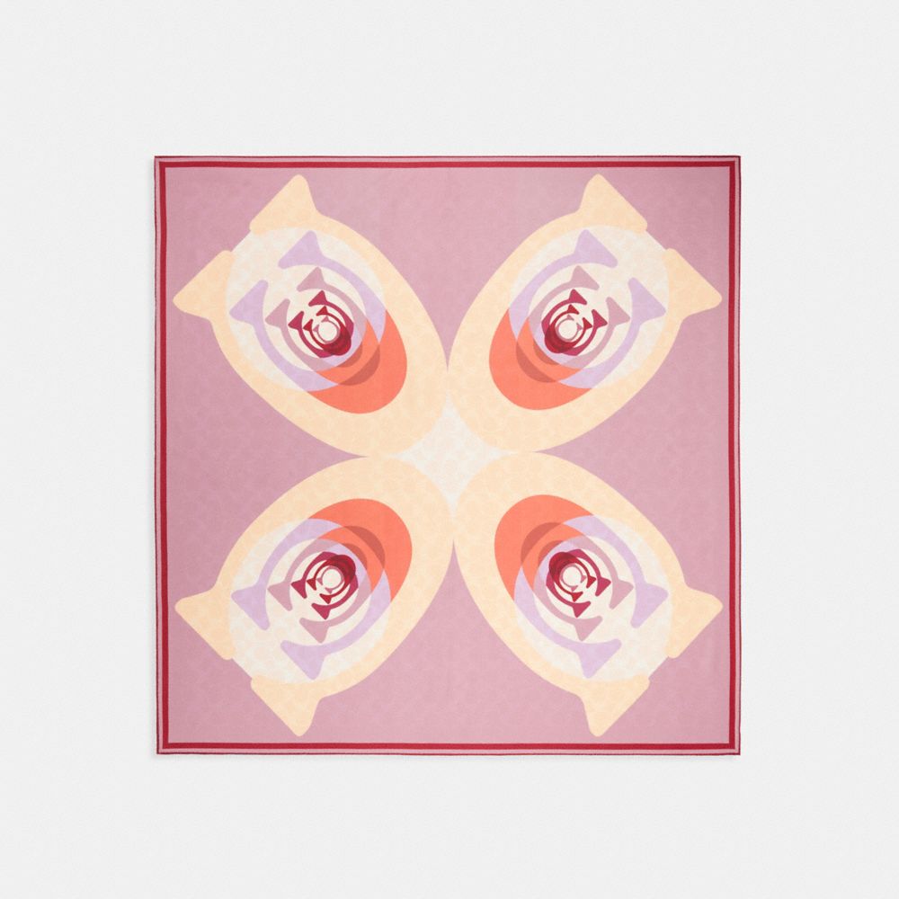 COACH®,REVERSIBLE SIGNATURE KALEIDOSCOPE PRINT SILK SQUARE SCARF,Tulip,Front View