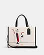 COACH®,DISNEY X COACH DEMPSEY CARRYALL WITH CRUELLA MOTIF,Refined Pebble Leather,Gold/Chalk Multi,Front View