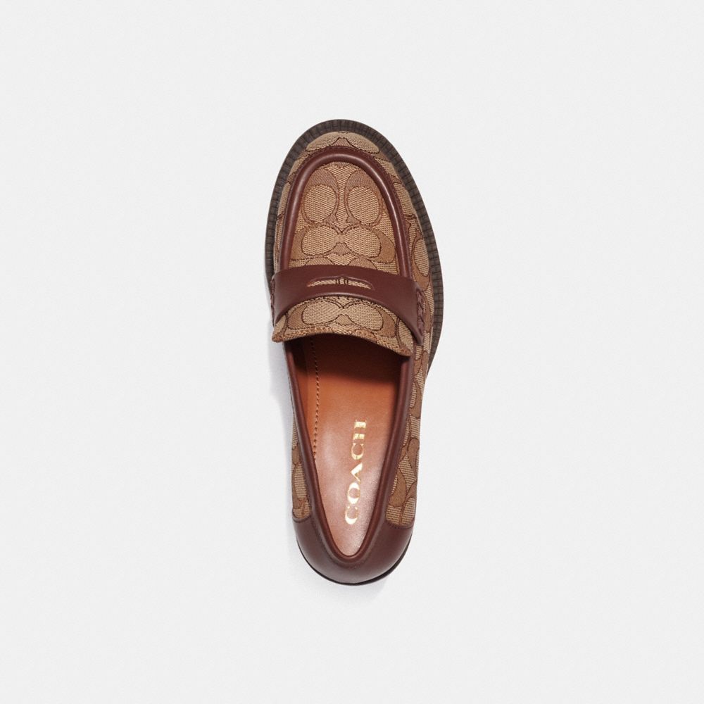 COACH®,COLLEEN LOAFER IN SIGNATURE JACQUARD,Walnut/Khaki Sig C,Inside View,Top View