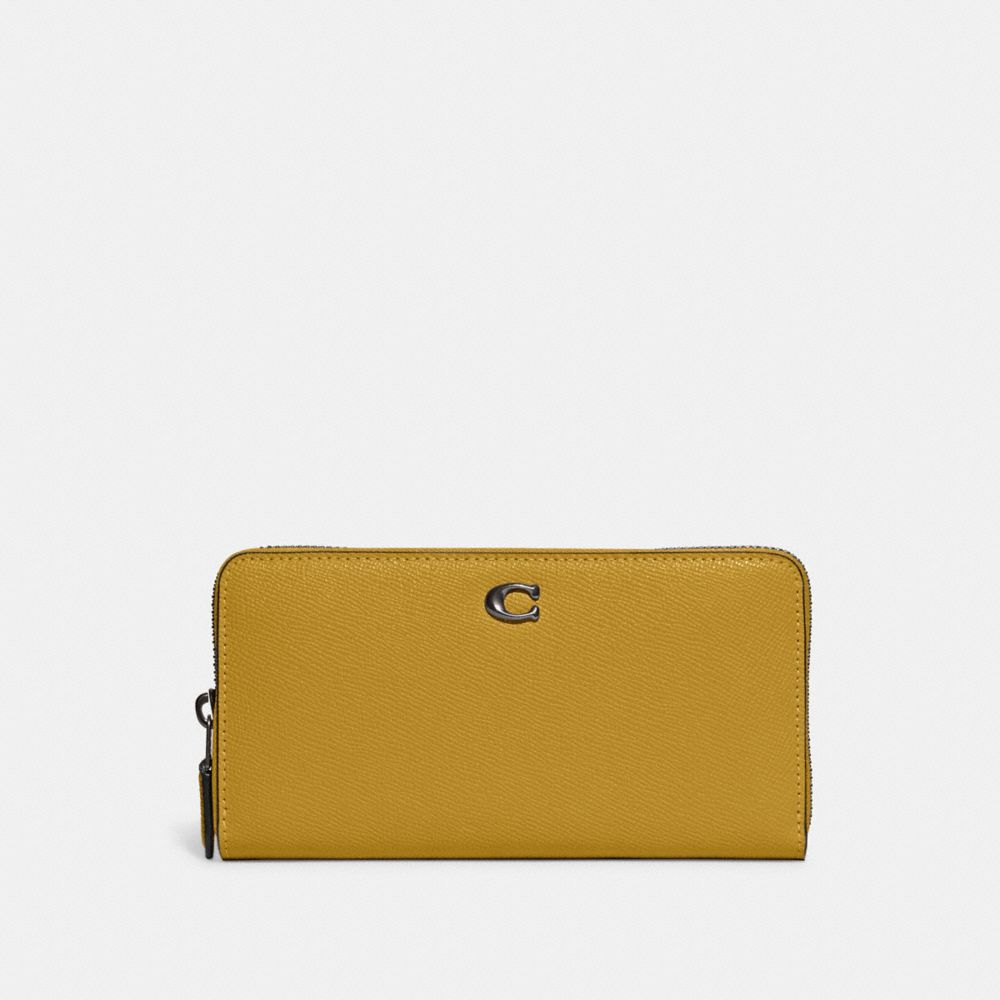 COACH®,PORTEFEUILLE ACCORDÉON À FERMETURE ÉCLAIR,Cuir Cross-grain,Étain/Lin,Front View