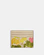 COACH®,CARD CASE WITH FLORAL PRINT,Polished Pebble Leather,Brass/Multi,Front View