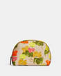 COACH®,JULIENNE COSMETIC CASE 17 WITH FLORAL PRINT,Polished Pebble Leather,Mini,Brass/Multi,Front View