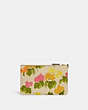 COACH®,SMALL WRISTLET WITH FLORAL PRINT,Polished Pebble Leather,Mini,Brass/Multi,Back View