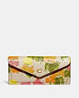 COACH®,WYN SOFT WALLET WITH FLORAL PRINT,Polished Pebble Leather,Brass/Multi,Front View
