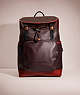COACH®,RESTORED LEAGUE FLAP BACKPACK IN COLORBLOCK,Smooth Leather,Large,Black Copper/Oxblood,Front View
