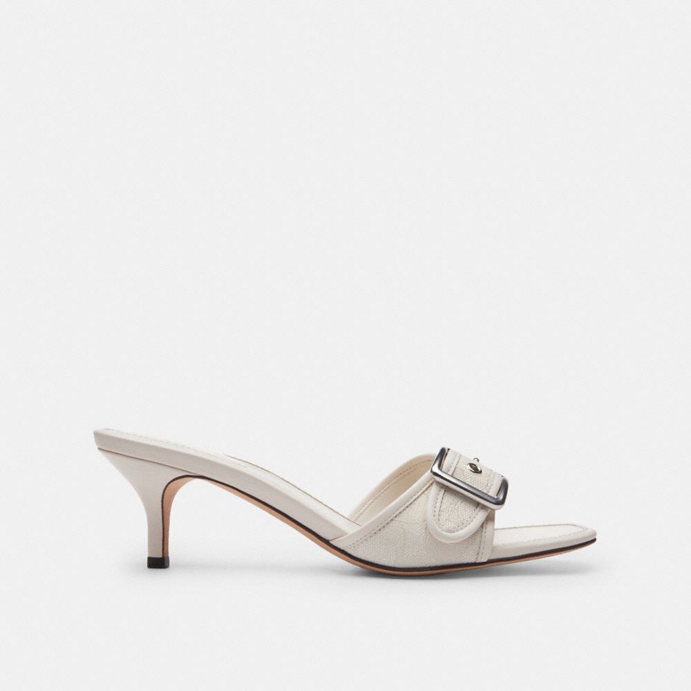 Coach Margot Sandal In Signature Jacquard In White