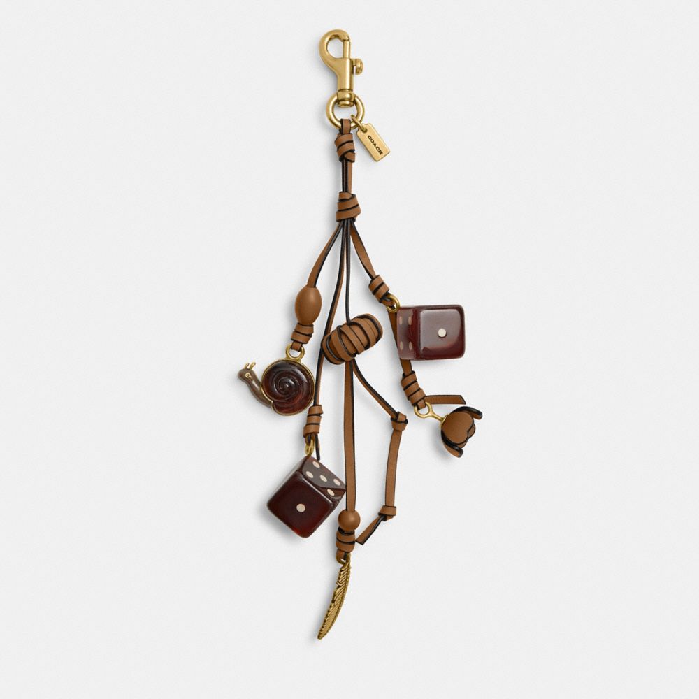 Coach Cluster Dice Bag Charm In Brass/honey Brown