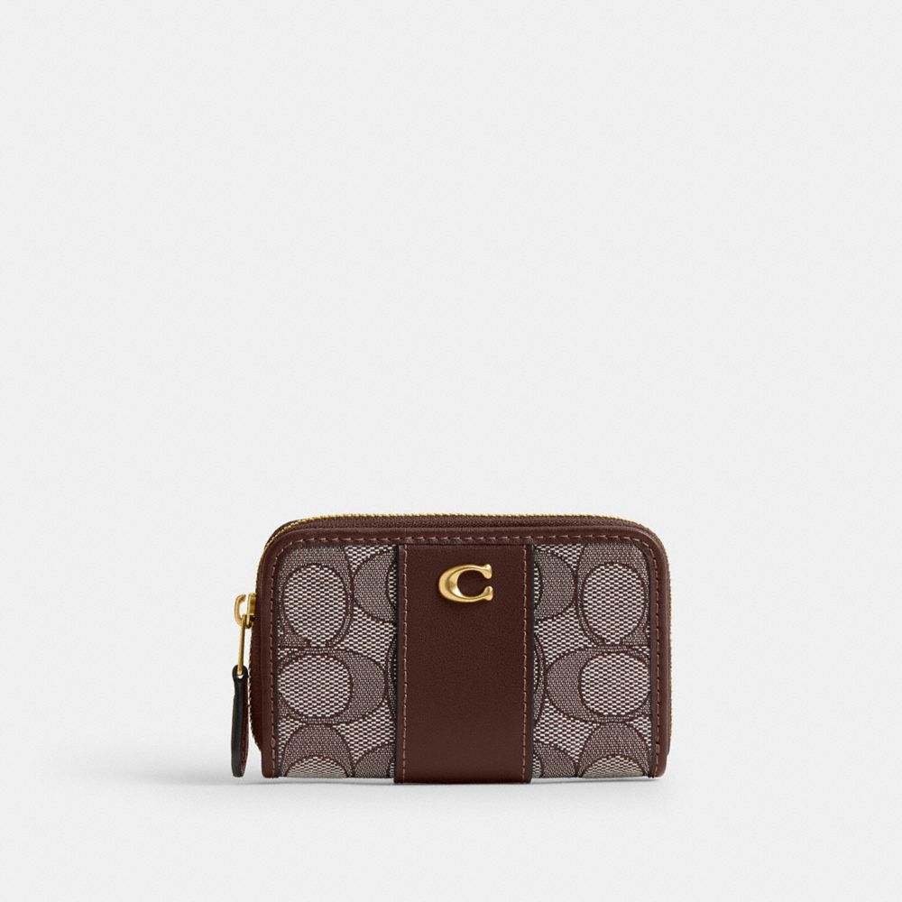 Coach Essential Kleines Kartenetui Mit Rundumreissverschluss Aus Signature Jacquard