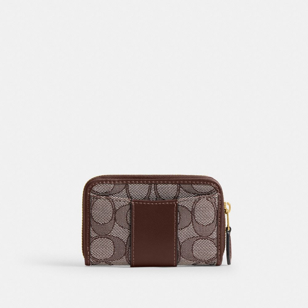 Coach Essential Kleines Kartenetui Mit Rundumreissverschluss Aus Signature Jacquard