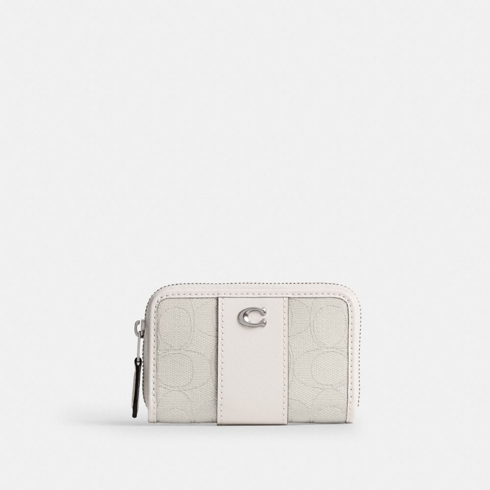 Coach Essential Small Zip Around Card Case In Signature Jacquard