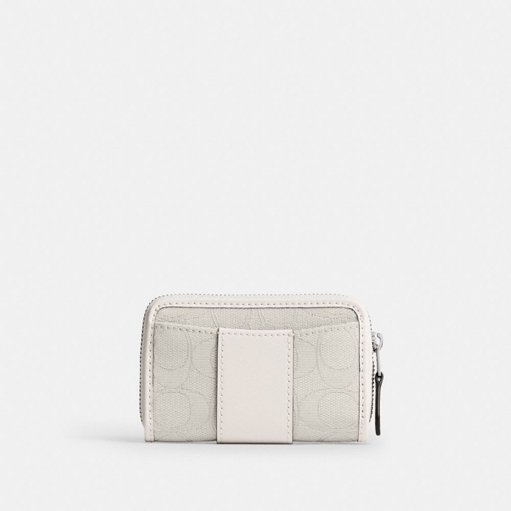 Coach Essential Small Zip Around Card Case In Signature Jacquard