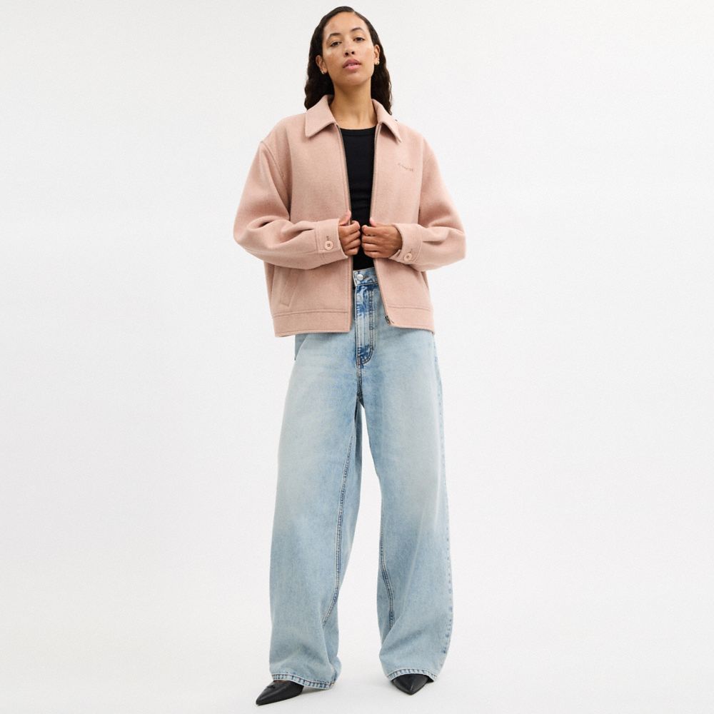 COACH®,Zip Front Wool Jacket,Blush,Scale View