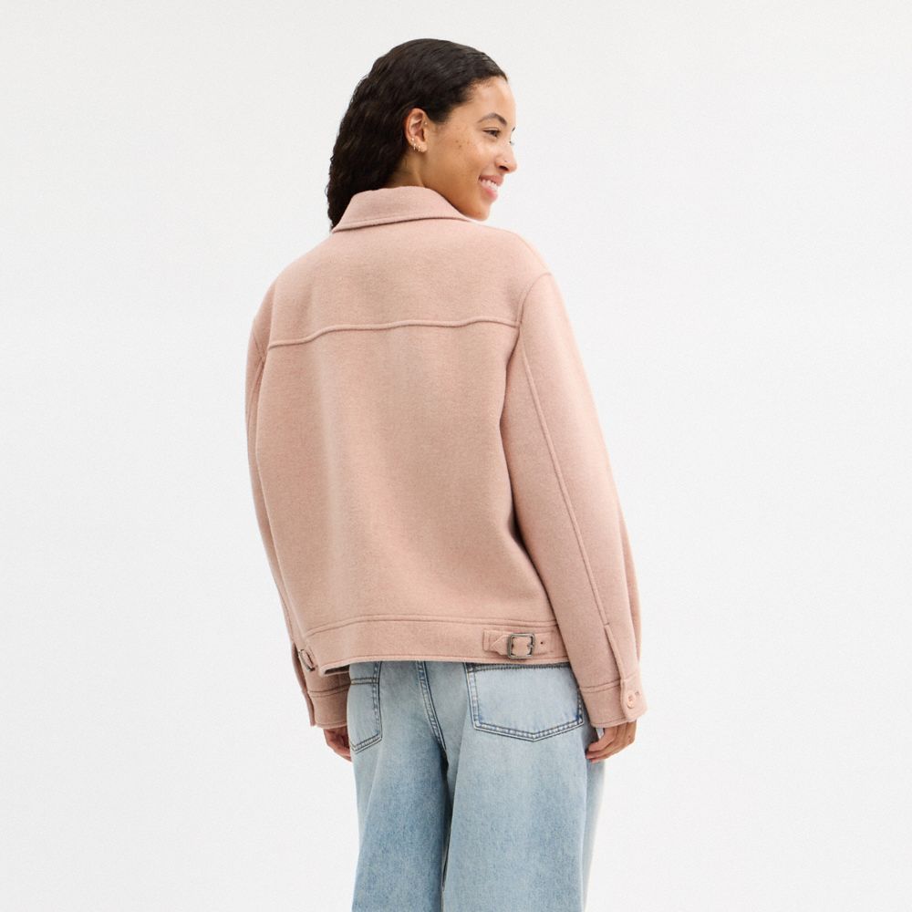 COACH®,Zip Front Wool Jacket,Blush,Scale View