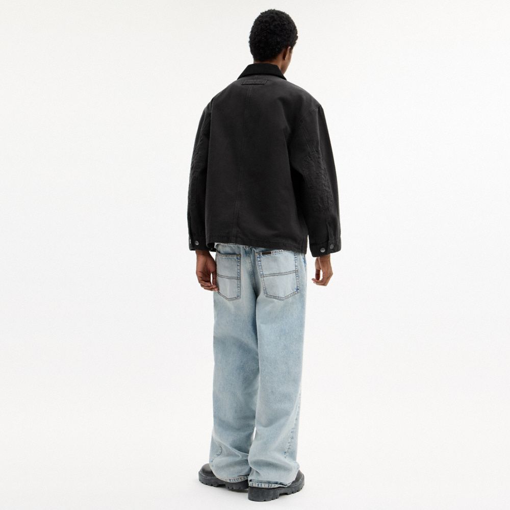 COACH®,Chore Coat,Cotton,Shirt Jacket,Utility Jacket,Mixed Media,Casual,Black,Scale View