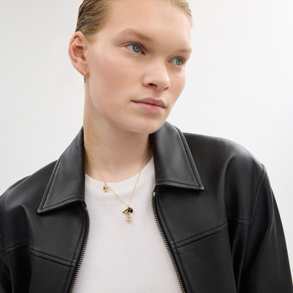 COACH®,Coach X Peanuts Snoopy And Woodstock Pendant Necklace,,Detail View