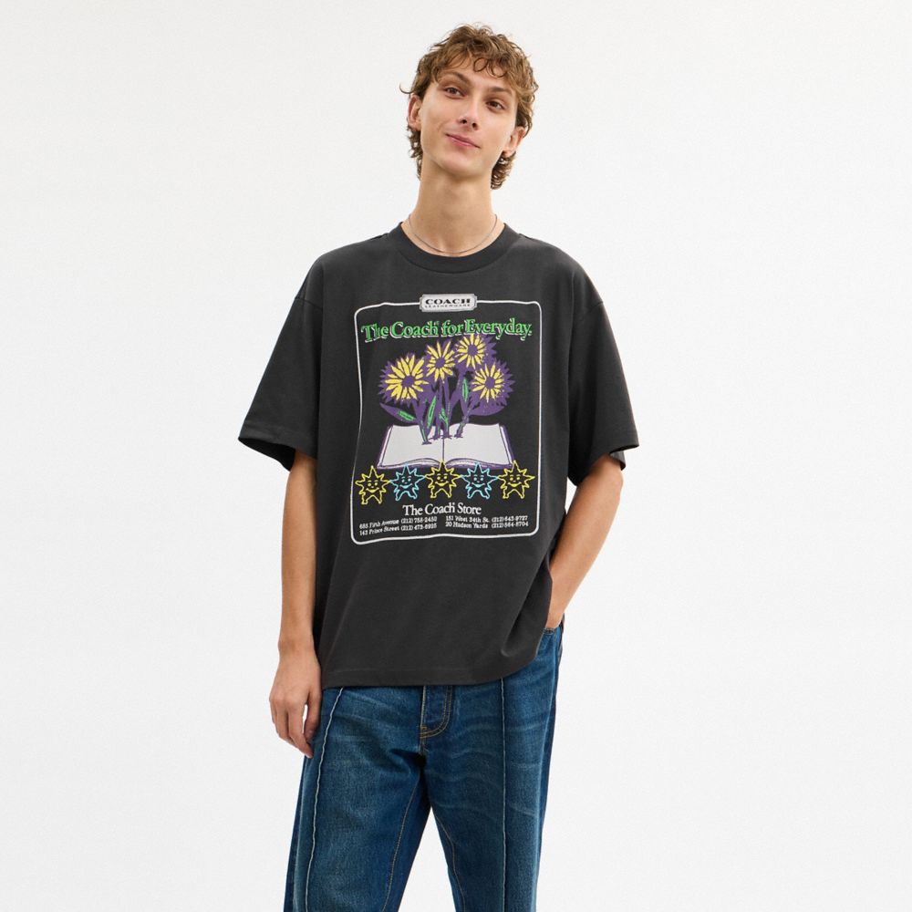 COACH®,Collage Flower Relaxed T Shirt In Organic Cotton,,Scale View